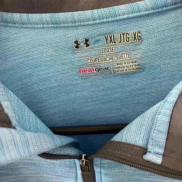 Blue long sleeve under armor heat gear quarter zip sweat shirt - Picture 5 of 8